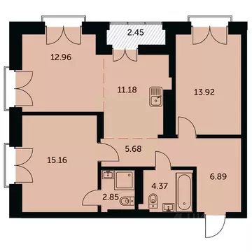 3-к кв. Новосибирская область, Новосибирск ул. Шевченко, 19/1к3 (74.2 ...