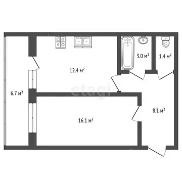 1-к кв. Тамбовская область, Тамбов ул. Гиляровского, 26В (41.0 м)