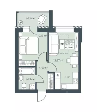 2-к кв. Нижегородская область, Выкса инженера Шухова кв-л,  (41.01 м)