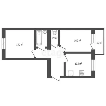 2-комнатная квартира: Котлас, проспект Мира, 5 (52 м)