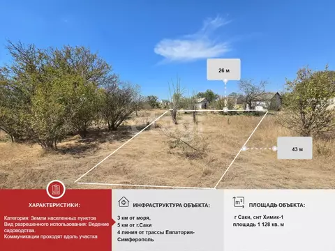 Участок в Крым, Саки Химик-1 СНТ, ул. Старикова (11.0 сот.)