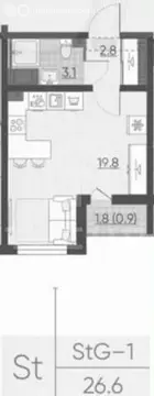 Квартира-студия: Санкт-Петербург, Пахомовская улица, 22 (25.3 м)