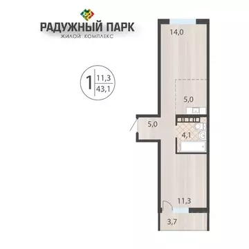 1-к кв. Иркутская область, Иркутск ул. Костычева (43.1 м)