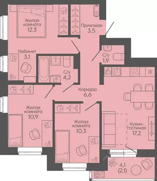 3-к кв. Волгоградская область, Волгоград Трехгорная ул., 27 (72.1 м)