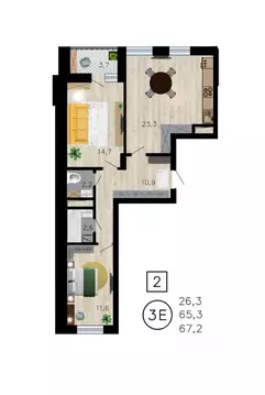 3-к кв. Воронежская область, Воронеж ул. Рокоссовского, 47 (67.2 м)