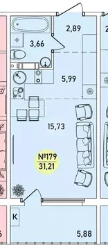 Студия Ярославская область, Ярославль 2-й мкр,  (31.21 м)