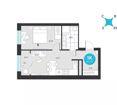 1-к кв. Свердловская область, Екатеринбург Академический мкр, 25-й ...