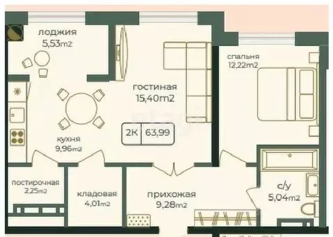 2-к кв. Дагестан, Каспийск просп. Акулиничева (63.99 м)