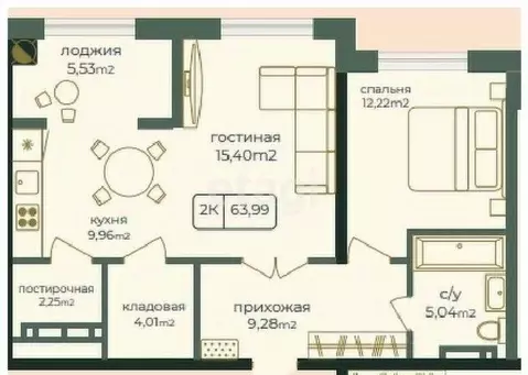 2-к кв. Дагестан, Каспийск просп. Акулиничева (63.99 м)