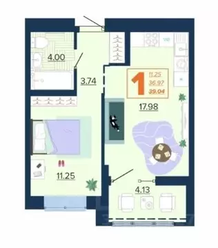 1-к кв. Брянская область, Брянск Московский мкр, Микрорайон Акватория ...