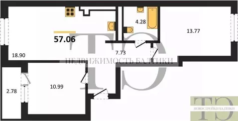 2-к кв. Калининградская область, Калининград Петровский мкр,  (57.06 ...