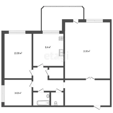 3-комнатная квартира: Якутск, Загородный квартал, улица Речников, 18/1 ...