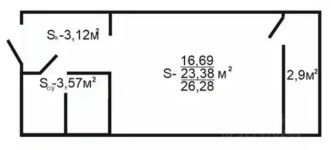 Студия Краснодарский край, Анапа Рождественская ул., 55к2 (26.28 м)