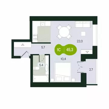 Студия Забайкальский край, Чита ул. Токмакова, 30 (45.3 м)