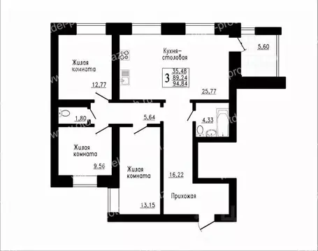 3-к кв. Воронежская область, Семилуки ул. Маяковского, 31 (87.8 м)
