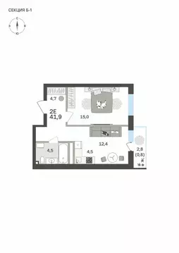 2-к кв. Пермский край, Пермь бул. Гагарина, 72 (41.9 м)