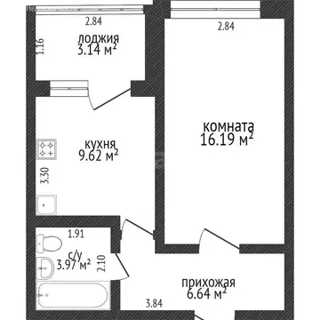 1-комнатная квартира: Воронеж, Газовый переулок, 15Н (38.1 м)