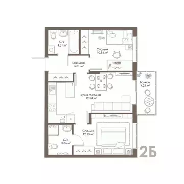 2-к кв. Рязанская область, Рязанский муниципальный округ, с. Дядьково ...