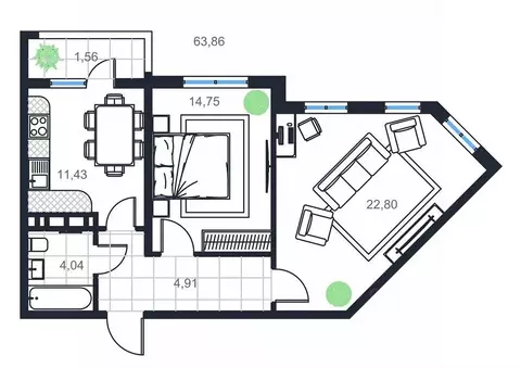 2-к кв. Дагестан, Каспийск просп. Акулиничева (63.86 м)