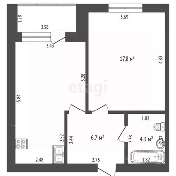 1-к кв. Мордовия, Саранск ул. Юрия Святкина, 12 (42.3 м)
