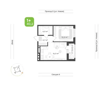 1-комнатная квартира: Екатеринбург, микрорайон Академический, 20-й ...