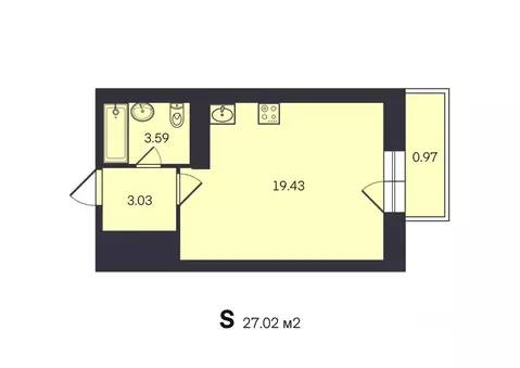 Студия Ярославская область, Ярославль ул. Пашуковская, 9к2 (27.0 м)