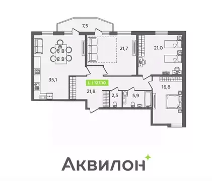 3-к кв. Санкт-Петербург ул. Парфеновская, 6к1 (127.1 м)
