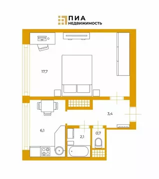 1-комнатная квартира: Санкт-Петербург, улица Генерала Симоняка, 8к2 ...