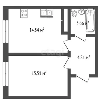 1-комнатная квартира: Нальчик, Профсоюзная улица, 212 (27.1 м)