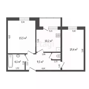 2-к кв. Воронежская область, Семилуки ул. Дзержинского, 11 (44.0 м)