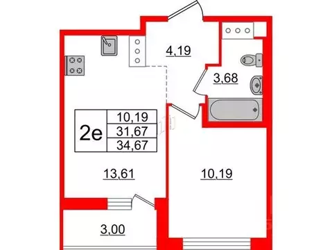 1-к кв. Ленинградская область, Всеволожский район, пос. Бугры ул. ...