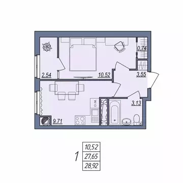1-к кв. Волгоградская область, Волгоград ул. Тракторостроителей, 31/1 ...