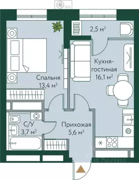 1-к кв. Волгоградская область, Волгоград Новосибирская ул., 74 (41.3 ...
