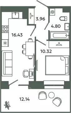 1-к кв. Ленинградская область, Ломоносовский район, Аннинское ...