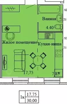 Студия Ивановская область, Кохма Просторный мкр,  (30.0 м)