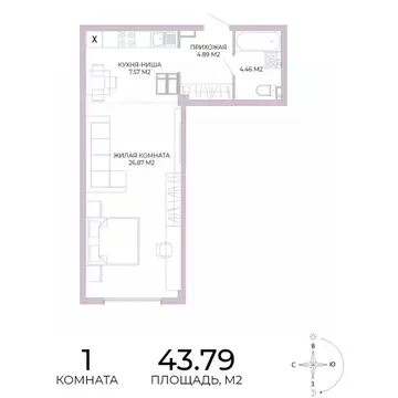 1-к кв. Пензенская область, Пенза Побочинская ул., с17 (43.79 м)