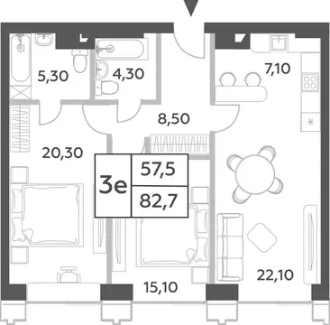 3-комнатная квартира: Москва, проспект Генерала Дорохова, 49 (82.7 м)