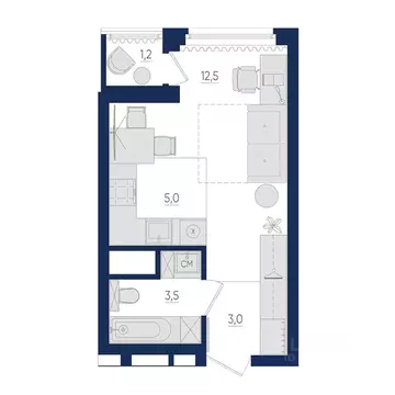 1-к кв. Башкортостан, Уфа бул. Яркий (24.6 м)