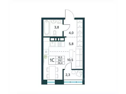 Студия Забайкальский край, Чита Хороший мкр, 15 (26.4 м)