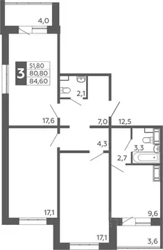 3-к кв. Башкортостан, Уфа Черниковка жилрайон, Калининский-2 мкр, ул. ...