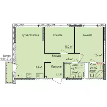 2-к кв. Удмуртия, Ижевск Буммаш жилрайон, Покровский жилой комплекс ...