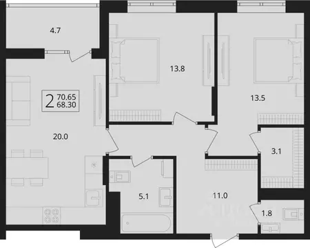 2-к кв. Брянская область, Брянский район, Снежское с/пос, пос. Путевка ...
