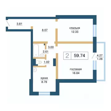 2-к кв. Красноярский край, Красноярск Нанжуль-Солнечный мкр, ...