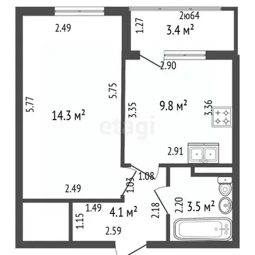 1-к кв. Санкт-Петербург ул. Чирикова, 5 (32.0 м)