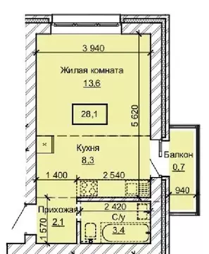 1-к кв. Алтайский край, Барнаул ул. Анатолия (28.1 м)