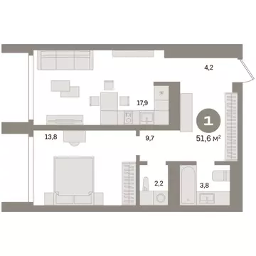 1-комнатная квартира: Екатеринбург, улица Советских Женщин (51.6 м)