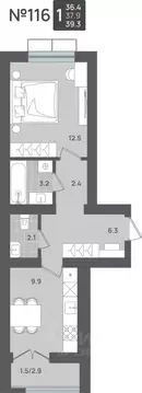 1-к кв. Калининградская область, Пионерский Рабочая ул., 11 (37.9 м)