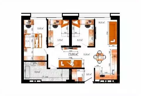 4-к кв. Приморский край, Владивосток ул. Гамарника (73.66 м)