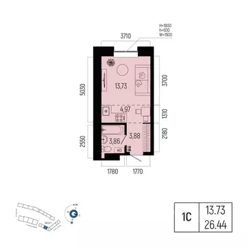 1-к кв. Башкортостан, Уфа Глумилино-1 мкр, Новатор жилой комплекс ...