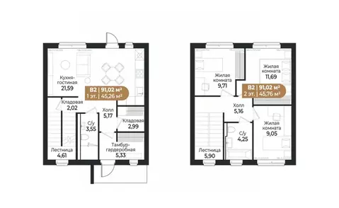 Таунхаус в Ленинградская область, Всеволожск ш. Южное (91 м)